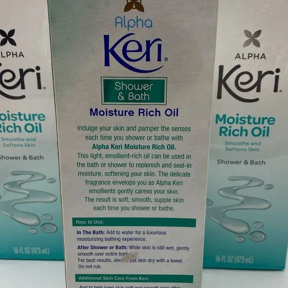 Alpha Keri Shower & Bath Moisture rich oil 16fl oz lot of three bottles